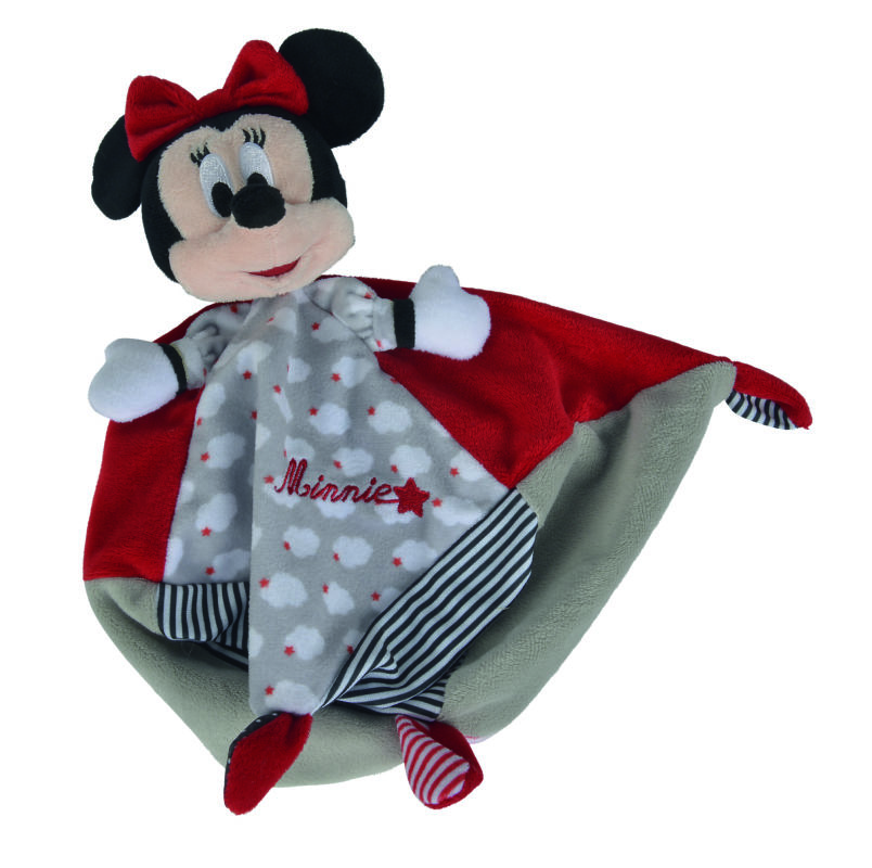  baby comforter minnie mouse red grey black cloud 